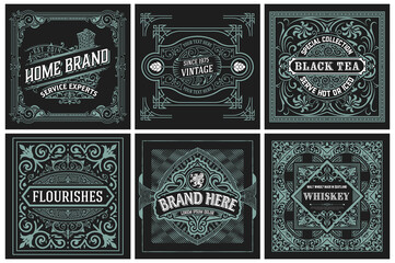 Set of 6 labels. Western style