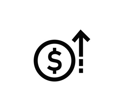Cost symbol increase icon. Vector symbol image isolated on background .
