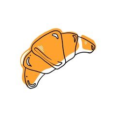 Croissant with chocolate doodle filling on a white background