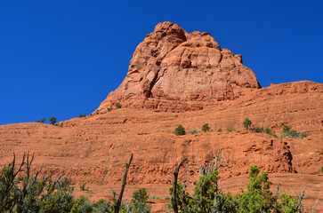Blue Skies Over Towering Red Rock in Sedona