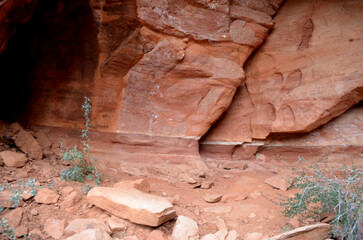 Inside a Red Rock Cavern with Textured Rock