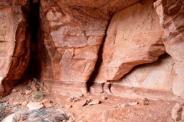 Wall of Red Rock in Arizona Cavern