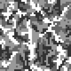 Camouflage pixel texture, gray vector pattern, military seamless background. Disguise