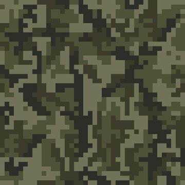 Abstract pixel camouflage vector seamless military pattern, shape texture. Disguise