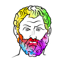 Thales of Miletus colorful hair vector drawing