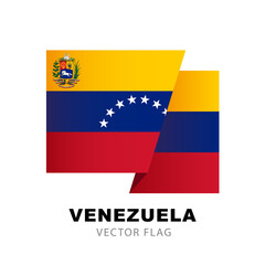 Colorful Venezuelan flag logo. Flag of Venezuela. Vector illustration isolated on white background. Flag of Venezuela. Vector illustration isolated on white background.
