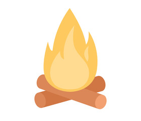 Bonfire icon. Campfire with woodpile. Vector flat illustration 