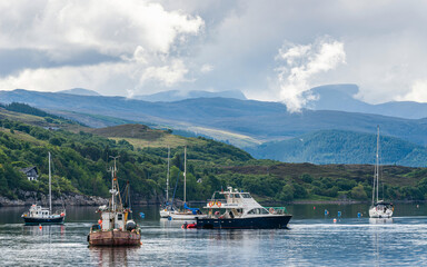 Fototapeta premium Ullapool and Loch Broom, NC500, Highland, West Scotland, UK