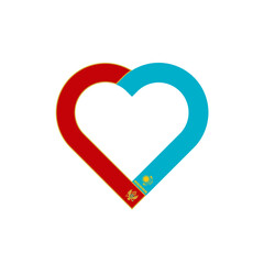 unity concept. heart ribbon icon of montenegro and kazakhstan flags. vector illustration isolated on white background