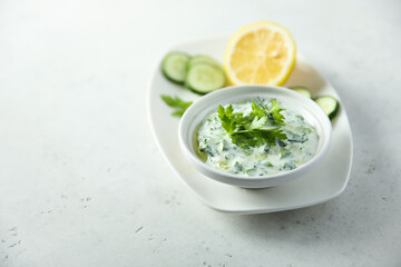 Traditional homemade greek dip with yogurt