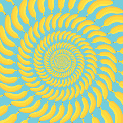 Vector illustration of bananas lined up in a spiral arrangement