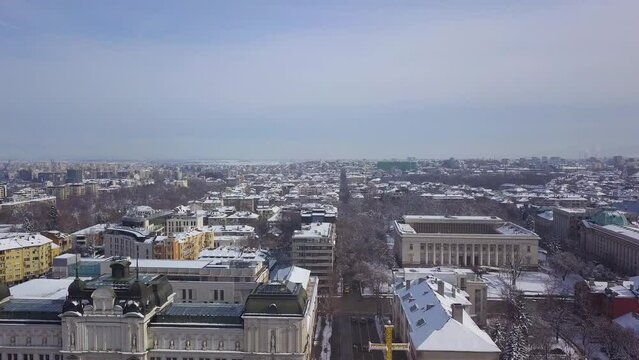 winter time in sofia alexander nevsky cathedral shoot with drone