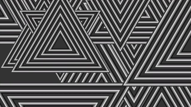 Black white paper triangles abstract tech background. Seamless looping motion design. Video animation Ultra HD 4K 3840x2160