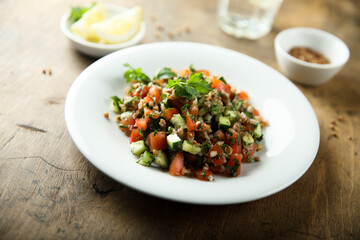 Healthy buckwheat salad with vegetables