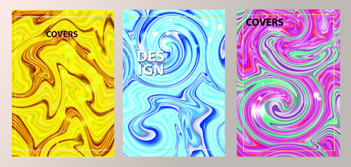  set of abstract covers with a water colorful pattern.