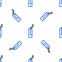 Line Detonate dynamite bomb stick icon isolated seamless pattern on white background. Time bomb - explosion danger concept. Colorful outline concept. Vector