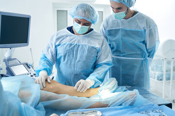 Phlebologists treating multifunctioning veins in the hospital