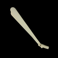 antique white fan on a black isolated background. fan with patterns close-up.