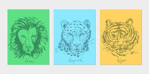 Fototapeta premium Abstract hand drawn jungle animals illustration