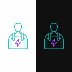 Line Car mechanic icon isolated on white and black background. Car repair and service. Colorful outline concept. Vector