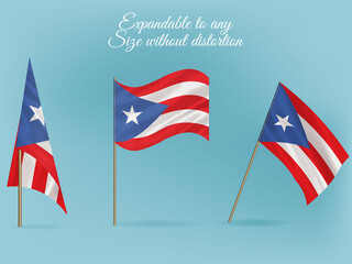 National flag of Puerto Rico vector.Waving flag of Puerto Rico from different angle