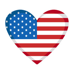 Vector USA flag heart. American flag in heart. USA Independence day.