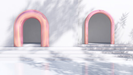 Background rendering with 3d podium and wall scene abstract background. 3D illustration, 3D rendering