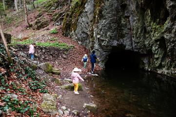 Kids near Punkva Caves, Moravian Karst, Czech Republic.