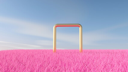 Meadow with sky background. 3D illustration, 3D rendering