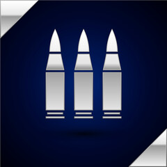 Silver Bullet icon isolated on dark blue background. Vector