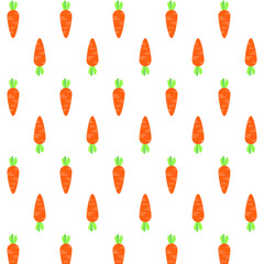 Carrot, seamless pattern. Hand drawn cute vector illustration isolated on white background.