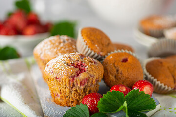 Chocolate strawberry muffins