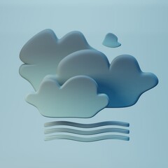 weather forecast icon - fog and clouds - 3d render illustration
