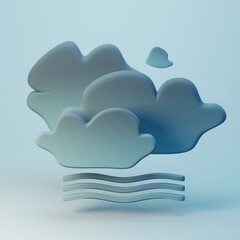 weather forecast icon - fog and clouds - 3d render illustration