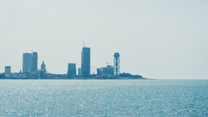 view of the embankment of Batumi from the Black Sea, Georgia. High quality photo