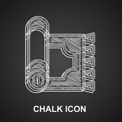 Chalk Traditional carpet culture ramadan arabic islamic celebration icon isolated on black background. Vector