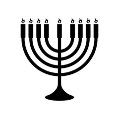 Menorah vector icon on white background. Hanukkah Menorah black icon. Symbol Judaism. Vector 10 EPS.