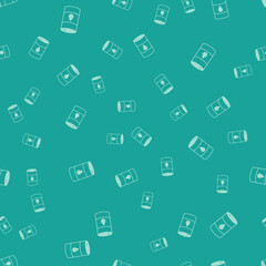 Green Barrel oil icon isolated seamless pattern on green background. Vector