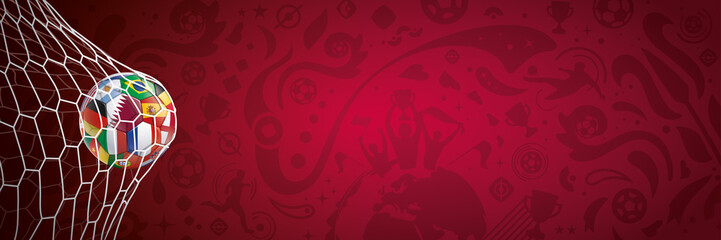 ARRIÈRE-PLAN FOOTBALL ET BALLON AVEC DRAPEAUX