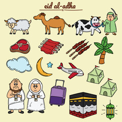 Colorfull cute doodle eid al-adha