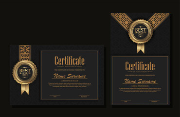 premium golden black certificate template design