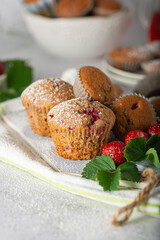 Chocolate strawberry muffins