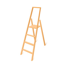 Portable household step ladder, realistic 3d vector illustration isolated on white background.