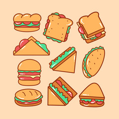 Sandwich Doodle Illustration Pack