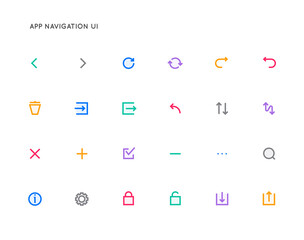 App Control System User Interface (UI) Vector Icon Set. High Quality Minimal Lined Icons.