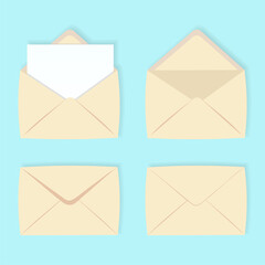 Envelope set. Folded and unfolded. Vector design.