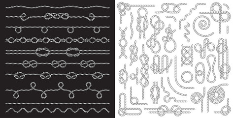 Nautical rope and knot vector pattern set. © ckybe