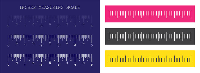 Ruler. Measuring scale, Markup for Rulers. Vector illustration. Centimeters and Millimeters Scale. Inch Scale. Set.. - obrazy, fototapety, plakaty