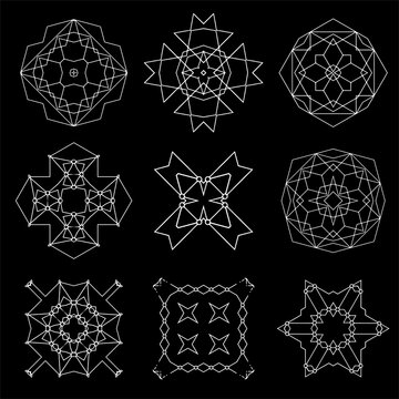Set of Geometric shapes. Sacred geometry. Alchemy, religion, philosophy, hipster elements.