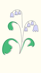 Minimalistic vertical art depicting an abstract bright flower. Vector graphics. Interior painting